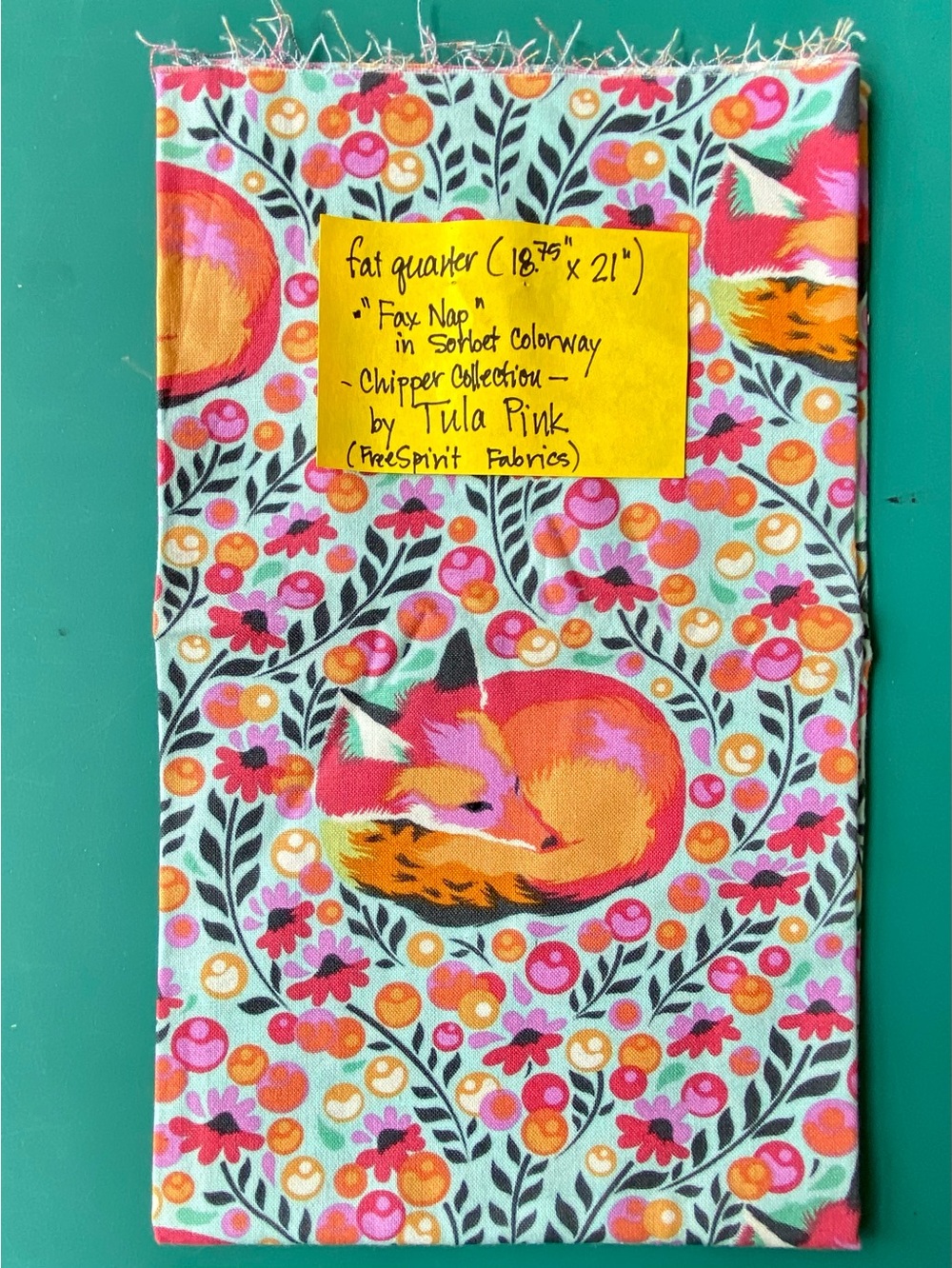 OOP Tula Pink “Fox Nap” Fat  Quarter, from the Chipper Collection. Rare.